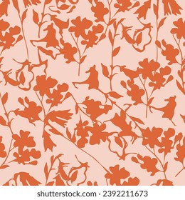 Seamless vintage abstract pattern. wonderful red flowers and blue leaves on a white background. vector texture