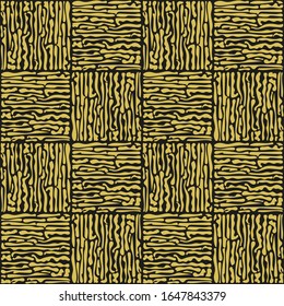 Seamless vintage art deco geometric decorative background. Abstract wavy pattern. Metallic gold on a dark black background. Wallpaper, tile, textile printing, wrapping paper, packaging.