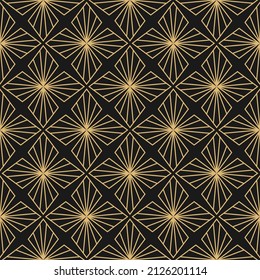 Decoración Art Deco de época sin inconfundibles. líneas doradas sobre fondo negro. Papel geométrico de lujo. Ornamento vectorial elegante. Impresión retro.