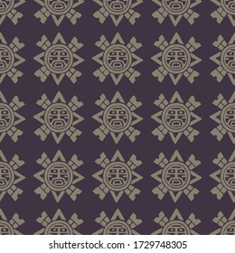 Seamless vintage Aztec textile pattern vector