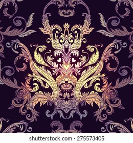 Seamless vintage background baroque pattern. Vector illustration.