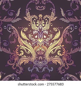 Seamless vintage background baroque pattern. Vector illustration.