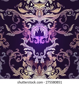 Seamless vintage background baroque pattern. Vector illustration.