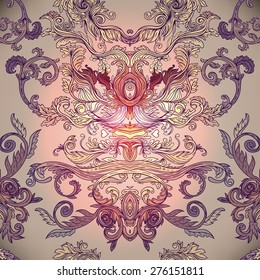 Seamless vintage background baroque pattern. Vector illustration.