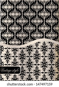 Seamless vintage background in black. Seamless wallpaper. Retro style 