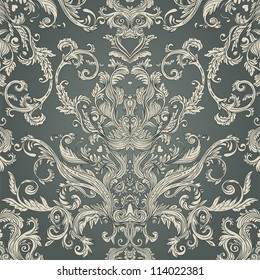 Seamless vintage background brown baroque pattern