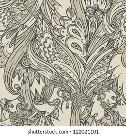 Seamless vintage background brown baroque pattern