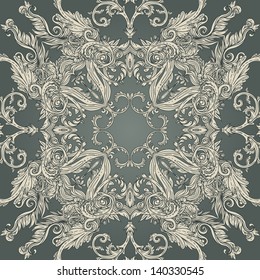 Seamless vintage background brown baroque pattern
