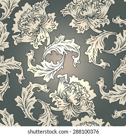 Seamless vintage background brown baroque pattern