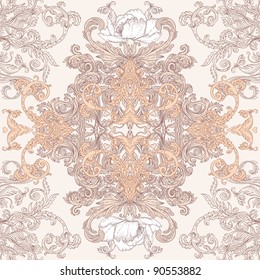 Seamless vintage background brown baroque pattern