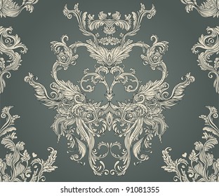 Seamless vintage background brown baroque pattern