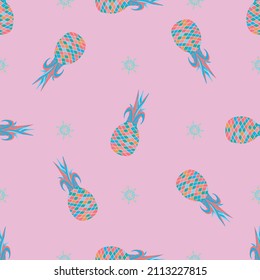 Seamless vintage background colorful pineapples