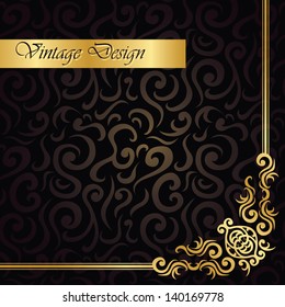 Seamless vintage background with a gold decoration. Retro design