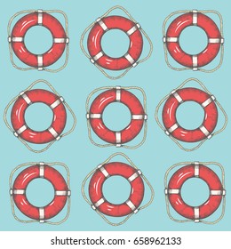 Seamless vintage background. Hand drawn lifebuoys. Pattern can be used for wallpaper, web page background, surface textures.