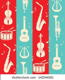 seamless vintage background with music instruments