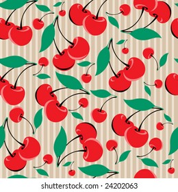 Seamless vintage background with red cherries (from my "Seamless pattern collection")