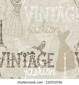 Seamless Vintage background with retro dummy for design, vector