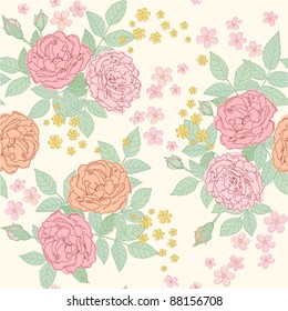 Seamless vintage background  with roses