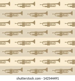 seamless vintage background with trumpets
