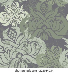 Seamless vintage background. Vector background for textile design. Wallpaper, background, web design. Damask pattern. 