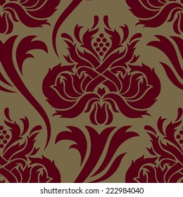 Seamless vintage background. Vector background for textile design. Wallpaper, background, web design. Damask pattern. 