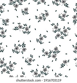 seamless vintage background. white background. gray abstract plant flowers .vector texture. fashionable print for textiles and wallpaper.