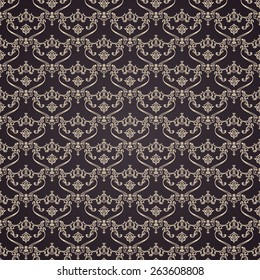Fondos de época sin igual. Vector de patrón caligráfico. Papel de pared oscuro con adorno elegante real