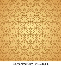 Seamless vintage backgrounds. Calligraphic vector pattern. Royal elegant ornament gold wallpaper