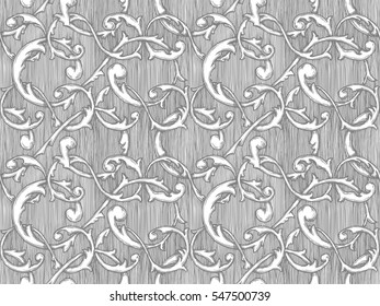 Seamless vintage baroque, renaissance and damask pattern. Vector illustration background in ink hand drawn style.