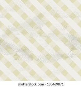Seamless vintage beige pattern of crossed white strips on grange paper. Vintage background