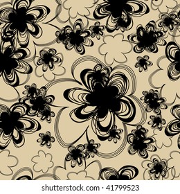 Seamless vintage beige pattern with flowers (From my big "Seamless collection")