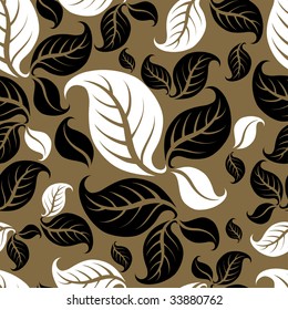 Seamless vintage beige pattern with leafs  (From my big "Seamless collection")