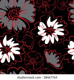 Seamless vintage black floral pattern