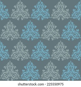 Seamless vintage blue pattern with lace ornament