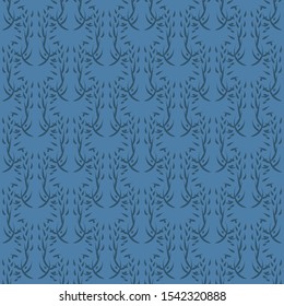 Seamless vintage blue toned pattern endless classic ornamental tracery repeating background artistic cover texture for curtains, wallpaper, clothing, fabric fashion prints