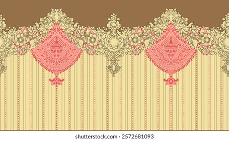 Seamless vintage Border patterns for stylish wallpapers, gift wraps, and diverse applications.