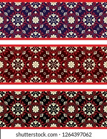 Seamless vintage border set with sample colors