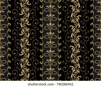 Seamless vintage borders. Traditional East style, ornamental floral elements. Ornamental floral elements for design card, invitation, brochure, book, magazine.