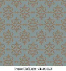 Seamless vintage brown pattern on blue background