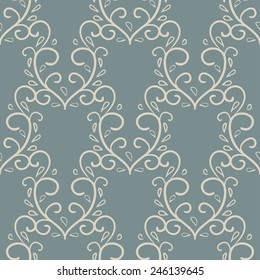 Seamless with vintage Calligraphic pattern. Vector illustration