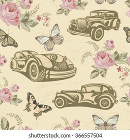 Seamless vintage car background.