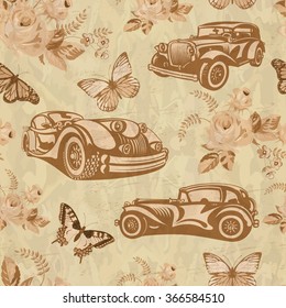 Seamless vintage car background.