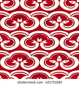 Seamless Vintage Chinese Background curve spiral cross frame flower petal