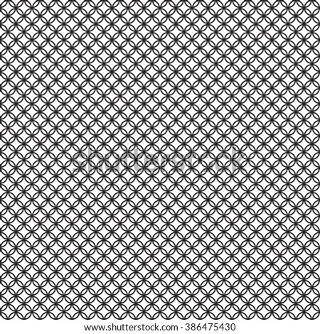 Seamless vintage circle pattern on white background - black and white - seamless pattern