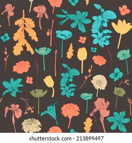 Seamless vintage colorful floral pattern
