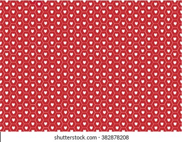 Seamless vintage colorful pentagon and heart pattern background