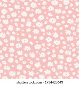 seamless vintage daisy pattern . pale pink background. white flowers. vector texture. elegant print for textiles and wallpaper.
