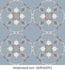 Seamless vintage damask floral tile design in light blue and pastel tones, perfect for textile prints and home 