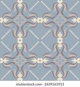 Seamless vintage damask floral tile design in light blue and pastel tones, perfect for textile prints and home 