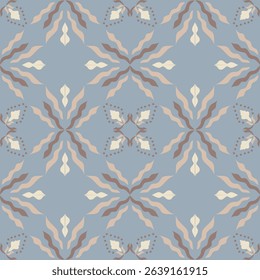 Seamless vintage damask floral tile design in light blue and pastel tones, perfect for textile prints and home 